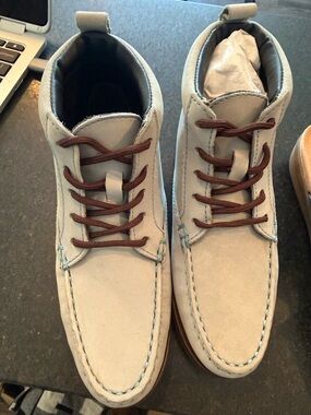 Marc Joseph Beige Suede Chukka Boots with Brown Laces